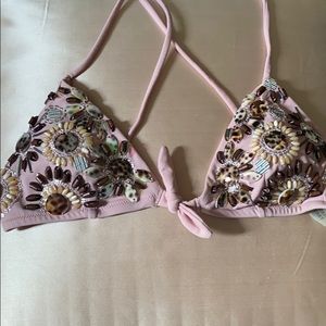 VICTORIAS SECRET BEADED CRYSTAL BIKINI TOP